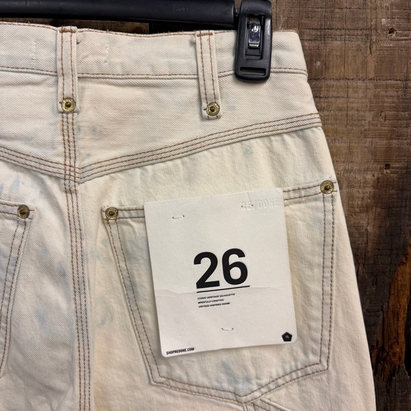 Re/Done Super High Rise Cargos Wide Leg Tie Dye Jeans Cream Blue denim NWT 26 - Picture 9 of 13